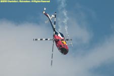 Red Bull helicopter fluing straight down