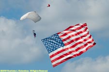 parachute and US flag