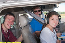 Anna and Jason in the cockpit with Charlotte